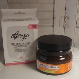 Natural Solution Himalayan Pink Salt Body Scrub & AfterSpa SlipOn Exfoliator NEW